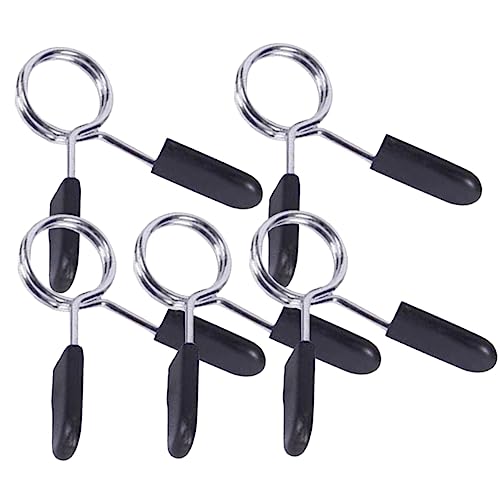 KICHOUSE 5Pcs Spring Collar Clips for Dumbbell Barbell Powerlifting Clamp Secure Weightlifting Spring Clips Durable for Gym and Training