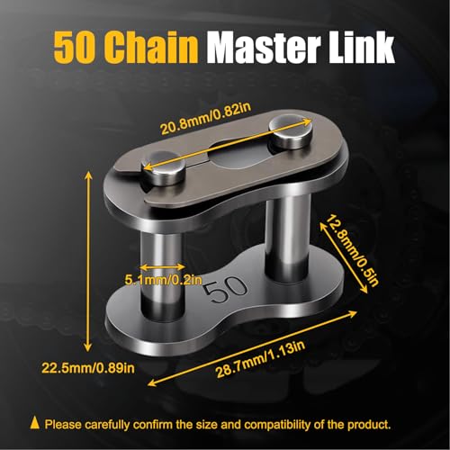 Image of 5 Pack #50 Roller Chain Connecting Links Heavy Duty Carbon Steel Master Connector Link for Agricultural Machine, Motorcycles, Mini Bike, Go-Karts, Snow Removal Machines