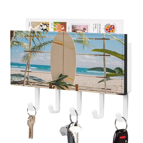 Soporte de pared para tabla de surf en madera que soluciona la pérdida de llaves 2