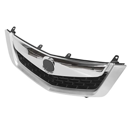 Ecotric Front Grille Moulding Trim Compatible With 2009-2010 Acura Tsx 2010 2009 Chrome Front Bumper Mesh Grille Cover Molding Vent Hood Trim Grill Plastic With Silver Chrome #TOP2