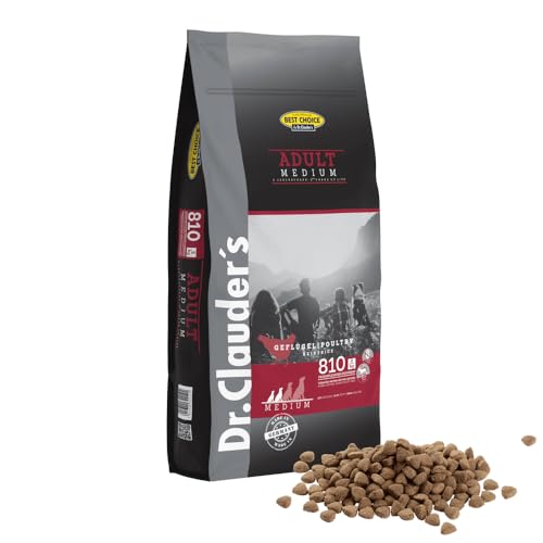 Dr. CLAUDER'S Best Choice Adult Medium | Alimento seco para perros adultos pequeños y medianos para ayudar a la digestión. Alimento completo sin trigo en bolsa, 12,5 kg de aves de corral