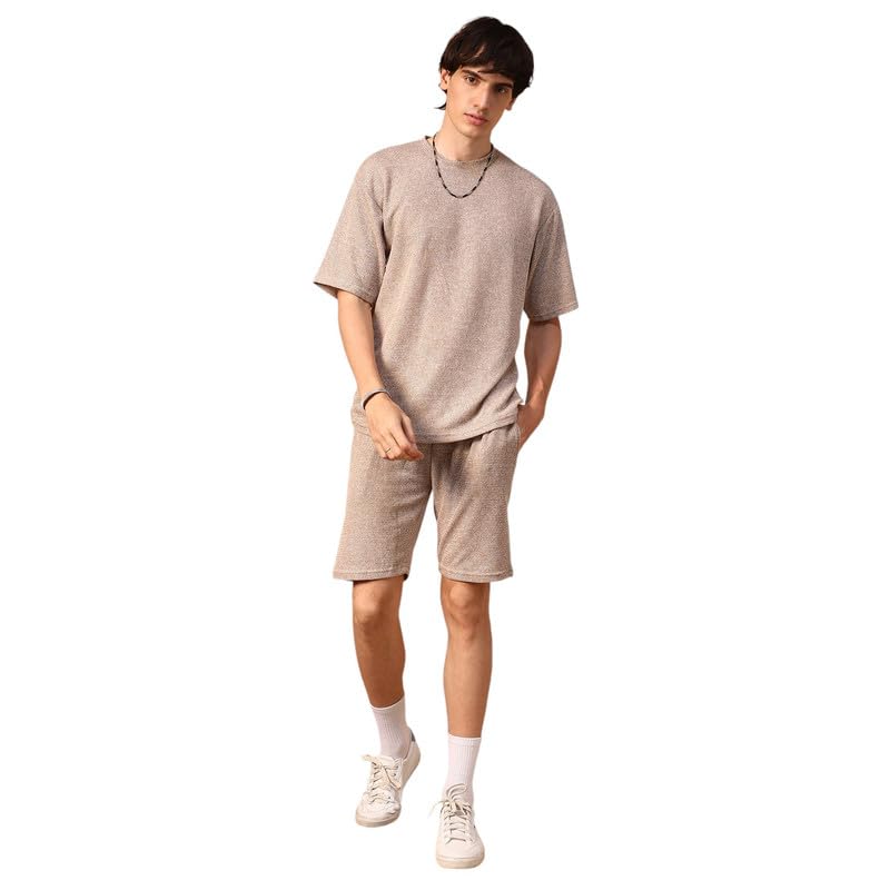 cahoot Men's Cotton Blend Textured Co-Ord Set For Casual Wear | Cuban Collar | Short Sleeve | Button Closure | Co-Ords Crafted With Comfort Fit For Everyday Wear-picture-13