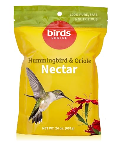 Birds Choice Hummingbird & Oriole Nectar | Pure & Healthy Sucrose Nectar for Birds | Easy Mix Concentrate | Natural Flower Sugar Alternative, No Additives | Safe for Feeders | 24 oz Resealable Pouch