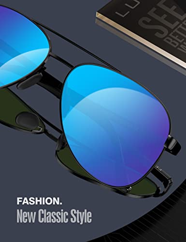 Luenx Aviator Sunglasses For Men Women Polarized - Mirrored Driving Uv 400 Protection 59 Mm(Blue) #TOP2