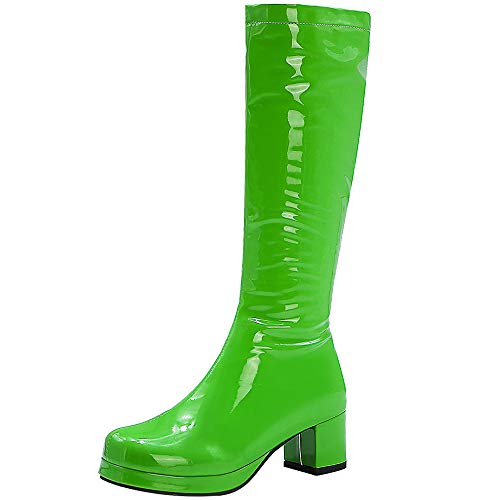 Klarmar Damen Lack Colourful Reitstiefel Runde Zehen Mitte Absatz...