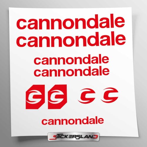 Stickersland® Cannondal - Kit de adhesivos compatibles con cuadro MTB y casco | Calcomanías para bicicleta con letras y logotipos | Stickersland® – Cannondal (rojo brillante)