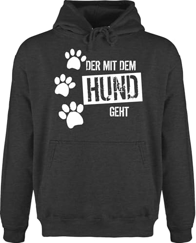 Hoodie Herren Pullover Männer - Geschenk für Hundebesitzer - Der mit dem Hund geht - L - Anthrazit meliert - hundesport hundehoodie hundefan gassi pullis hunde liebhaber hundefans hundepfote pulli