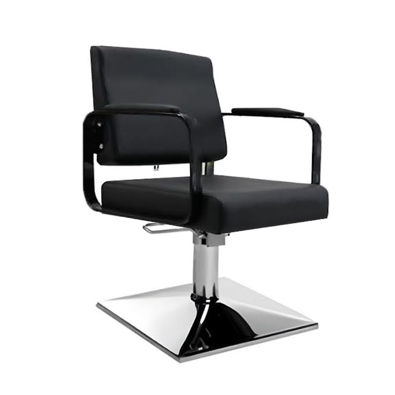 Malys Equipements Glam – Sillón de peluquería – Silla Vintage, Poliuretano, altura ajustable, reposabrazos – para salón profesional – Ancho 60 cm, negro