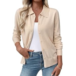 EVALESS Cardigan Sweaters for Women Wool Blend Lightweight Trendy Long Sleeve Lapel Collar Button Down Sweater Cardigans