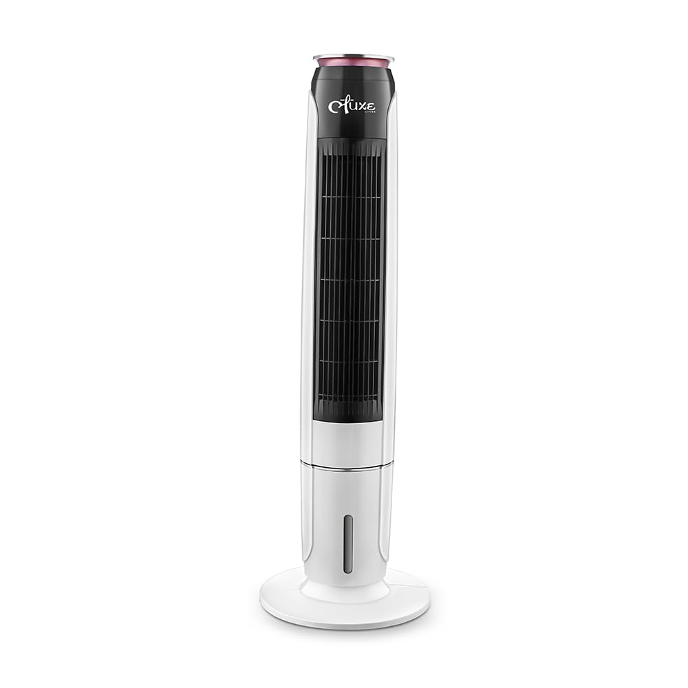 air cooler for home, 112cm tower cooler remote & led touch screen, 3 speeds & 4 modes, 12h timer for auto off, 3l tank for 8h evaporation, 2 ice packs, 120° swing 65w air cooler