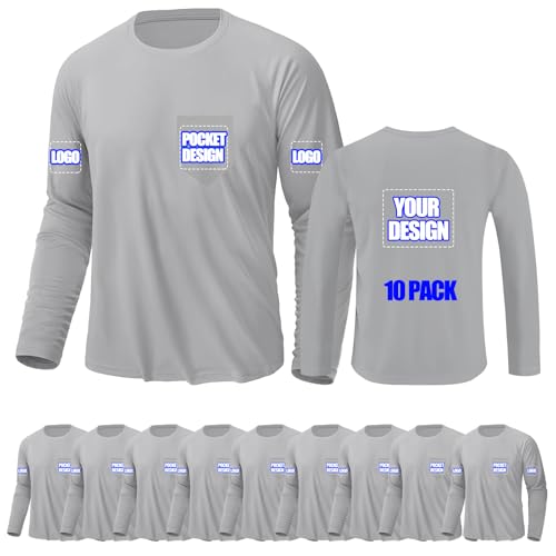 Custom Logo Men's Long Sleeve Shirts UPF 50+ UV Sun Protection Athletic Shirts for Hiking, Running, Workout, Rash Guard & Outdoor Work
