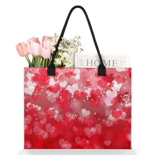Shiny Heart Red Tote Bag for Women Large Beach Bag Reusable Tote Bags for Work Travel Beach Shopping3
