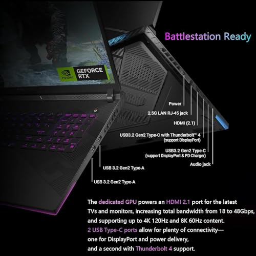 Image of ASUS ROG Strix G18 Gaming Laptop - 18 inch 240Hz WQXGA Display, Intel 24-Core i9-14900HX, RTX 4080, 64GB DDR5, 8TB SSD, Backlit Keyboard, Windows 11 Pro, Microsoft Office Lifetime, USB Hub