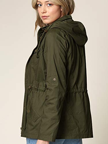 Lock and Love Women's Casual Military Anorak Jacket - Lightweight Detachable Hooded Safari Utility3