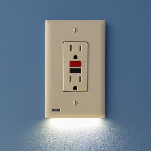 Image of 4 Pack - SnapPower GuideLight [For GFCI Outlets] - Replaces Plug-In Night Light - Electrical Receptacle Wall Plate with LED Night Lights - Auto On /Off Sensor - (GFCI, Ivory)