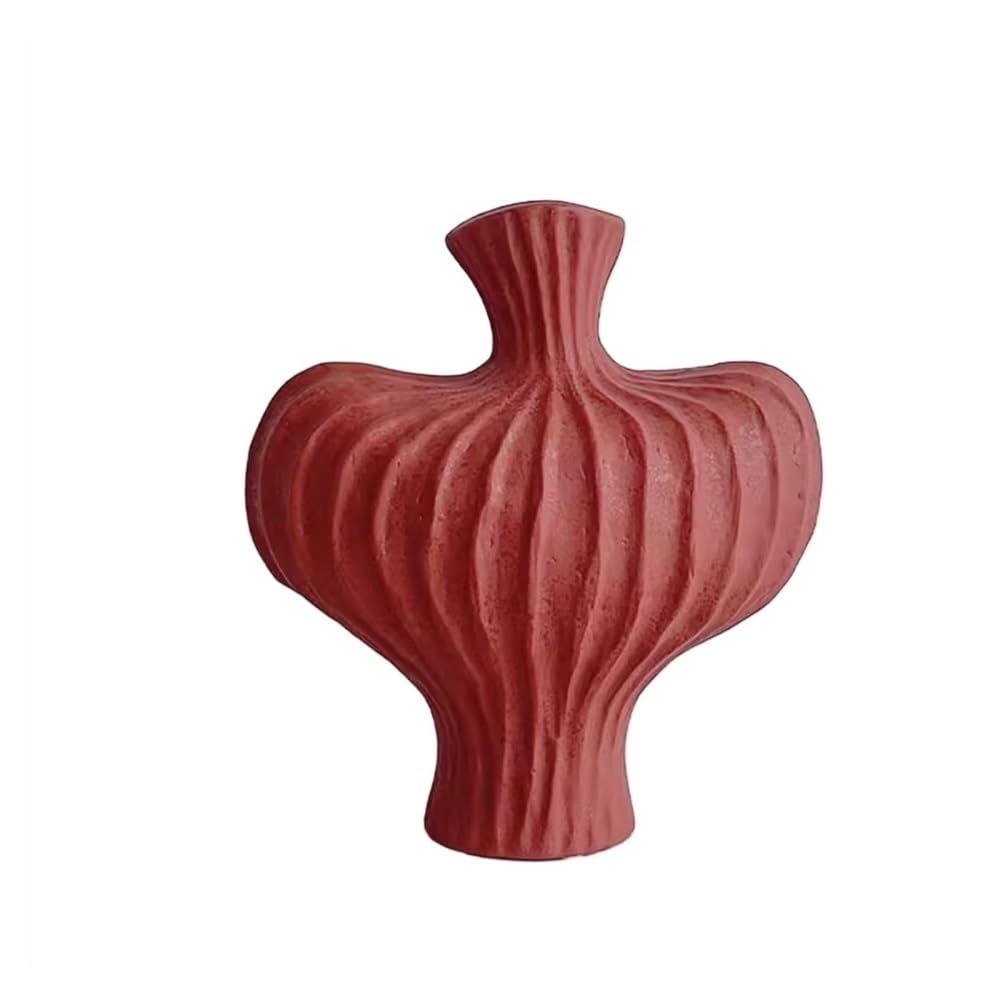 Vase en céramique rouge pour arrangement de fleurs de table et salon moderne
