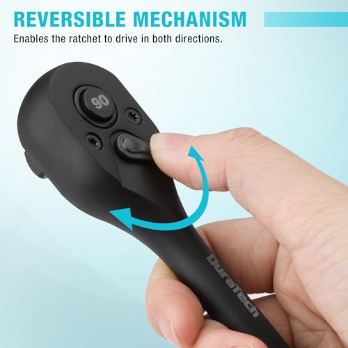 Image of DURATECH 1 /4-Inch Drive Ratchet, 90-Tooth Quick-Release Ratchet Wrench, Reversible, Cr-V Made, 4 Swing, Manganese Phosphate Black Finish, Gifts for Men Gifts for Women