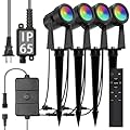 SUNTHIN Outdoor Landscape Lighting with Remote, RGBW Color Changing Spot Uplights,4 Pack