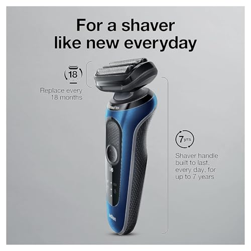 Image of Braun Series 6 6040cs Electric Shaver with Charging Stand, Precision Trimmer, Wet & Dry, Rechargeable, Cordless Foil Shaver, Blue