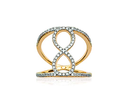 Bague infini plaqué or 18k et zirconium brillant cabochon large évidé