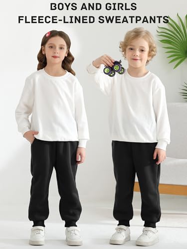 Boys Girls Sherpa Fleece Lined Sweatpants Winter Warm Athletic Jogger Soft Cotton Basic Pant with Pockets for Kids4