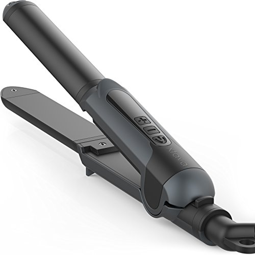 xtava 2-in-1 Magic Wand (Onyx) - Straighten or Curl Your Hair to Perfection with One Multi-Functional Travel Tool - Lightweight, Compact Design with Ceramic Plates for Easy Styling