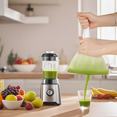 ZM Nussmilchbeutel, 8 Stück Passiertuch Wiederverwendbar, 20 × 30 cm Feingewebt Passiertuch Nylon Filterbeutel Nussmilchbeutel Bio Waschbar mit Kordelzug für Nussmilch Käse Kaffee Joghurt Fruchtsaft