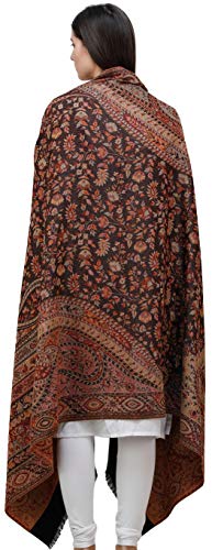 Reversible Jamawar Shawl with Woven Paisleys - Wool3