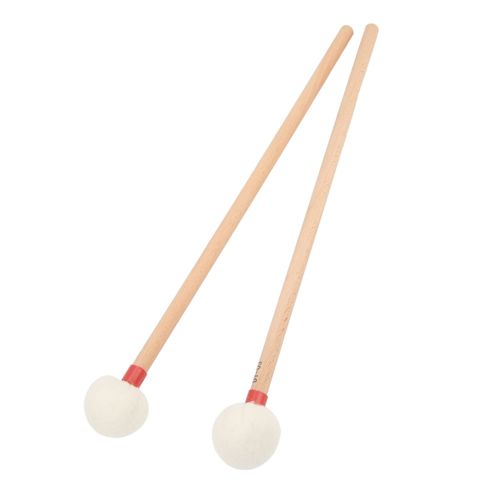 2 Stück Trommelschlägel Filzschlägel Sticks Ahorngriff Holzschlägel Percussion Sticks für Bassdrums Pauken Snaredrums(rot)