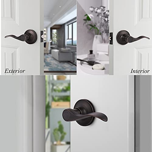 Gobrico 1 Pack Drop Door Handle Oil Rubbed Bronze Interior Door Lockset For Hall Closet Passage Door Knob Closet Door Lever #TOP1