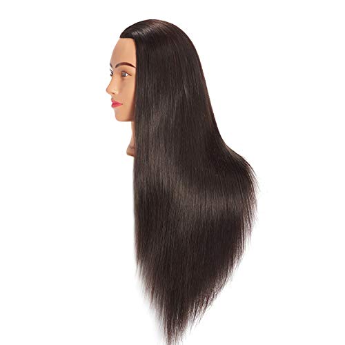 Training Head 26"-28" Mannequin Head Hair Styling Manikin Cosmetology Doll Head Synthetic Fiber Hair Hairdressing Training Model Free Clamp (1908LB0220)