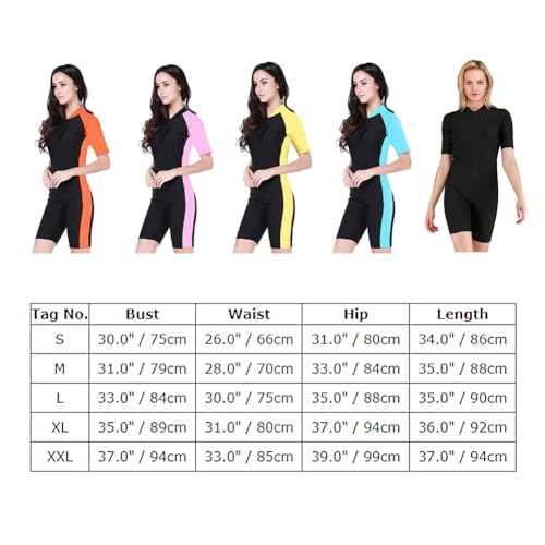 Odizli Burkini Damen Muslim Frauen Muslimische Badeanzug mit Bein Islamische Langarm/Kurzarm Zip Up Neopren Schwimmanzug Kurz Neoprenanzug UV Rashguard Surfer Bademode Schwarz S