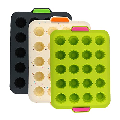 GIKPAL 3 moldes de silicona con 20 agujeros, forma de flor, antiadherente, molde de silicona, marco de metal integrado Cover