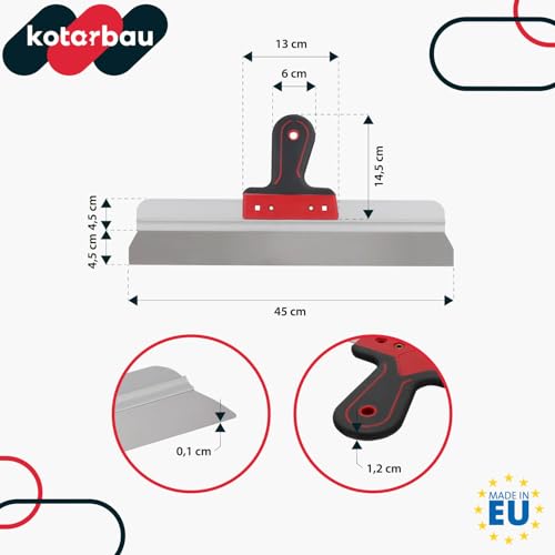 KOTARBAU® Edelstahl Flächenspachtel zum Auftragen von Spachtelmasse Gips Putz 450 mm