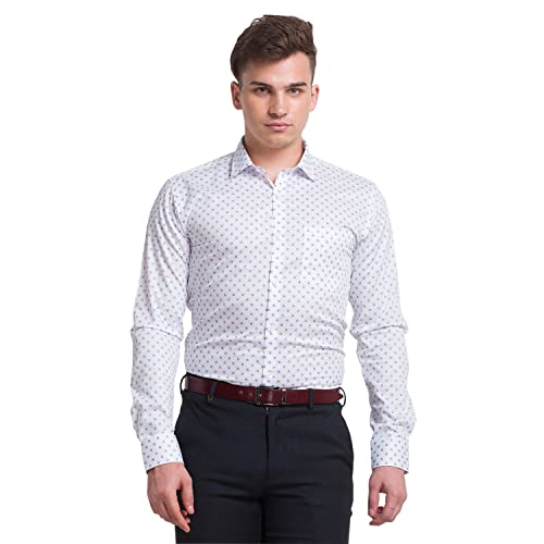 Image of Park Avenue Men's Pure Cotton Print Pattern Slim Fit Semi Cutaway Collar Full Sleeve Formal Shirt
