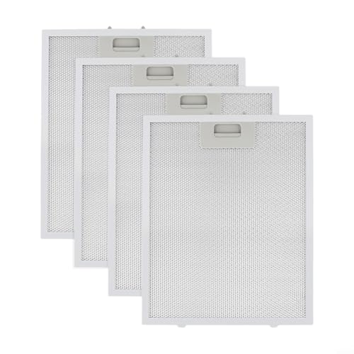 Paquete de 4 filtros plateados para campana extractora, 320 x 260 x 9 mm, filtros de grasa para campana extractora de aleación de aluminio