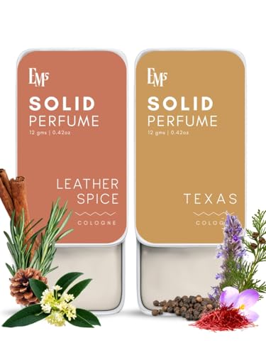 Image of EM5 Solid Perfume for Men Leather Spice & Texas | Spicy Floral Woody & Leather Fragrance | 100% Alcohol Free Pocket Cologne | Long Lasting Solid Perfume | Travel Friendly & Spill Proof | Luxury Gift for Him | 12g x 2