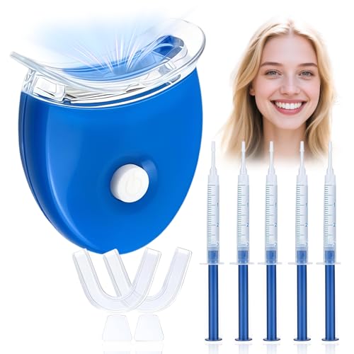 Kit Blanqueador Dental con Kit de Cuidado Bucal Completo, Incluye Gel Blanqueador de para Eliminar Manchas de Café, Té y Tabaco, Solución Efectiva para Dientes Más Blancos en Casa(Azul)