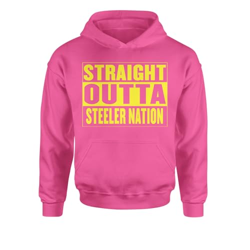 Straight Outta Steeler Nation Football Youth-Sized Hoodie, Soft Fleece, Comfortable Fit, Trendy Graphic Design