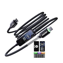 LITO 240W USB C to USB C Cable with TFT Color Screen, PD 3.1 Fast Charging Premium 48-Strand Nylon Braided Cord Compatible with iPhone 17/16/15, MacBook, Laptop,Tablet, Galaxy, Pixel, Steam Deck,4ft