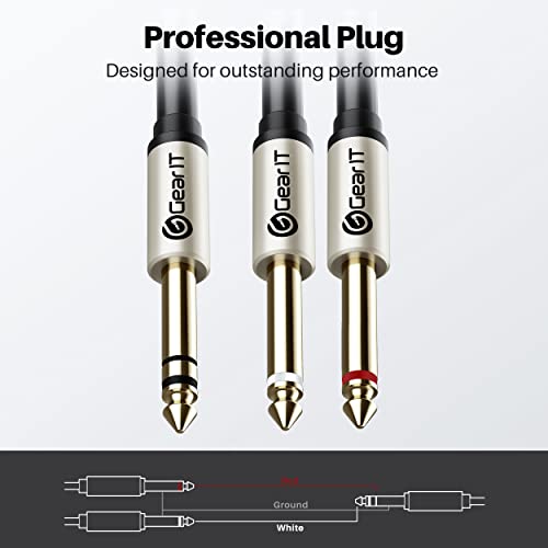 Gearit 1/4 Inch Trs Stereo To Dual 1/4 Inch Y-Splitter Insert Cable (15Ft) 1/4 Inch Male Jack To Dual 1/4Inch(6.35Mm) Male Ts Mono Breakout Cable Audio Patch Quarter Inch Cord - 15 Feet #TOP1