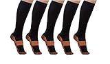 Mystiqueshapes Copper Compression Socks For Men & Women(5 Pairs)- Best For Running,Athletic,Medical,Pregnancy and Travel -15-20mmHg (Small/Medium, Black)