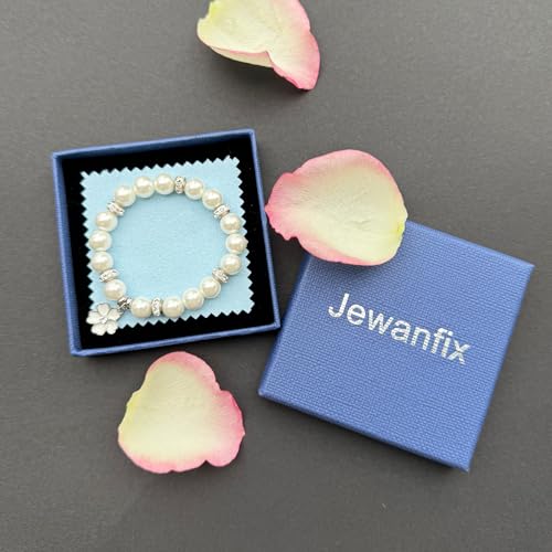 Image of Bracelet Proposal Flower Girl Wedding,Teacher Thanksgiving Gifts,Flower Pendants and Pearl Bracelets for Wife Mother Daughter Packaged in Wedding Gift Boxes