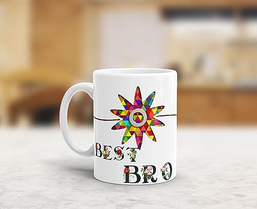 Image of Rakhi Gift for Brother and Rakshabandhan Gift | Rakhi for Brother with Printed Ceramic Mug| | Pack of 4 (Printed Mug, Roli Chawal, 02Rakhi) | Best Rakhi Gift for Brother. (03)