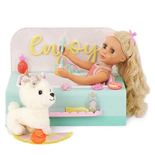 Glitter Girls – Bathtub Furniture Set – Accessories For 14-Inch Dolls – Rug, Towel & Hairbrush – Pretend Face Mask & Soap – 3 Years + – Bubbly Bathtime Playset #TOP1