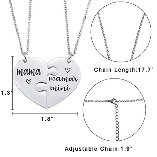 Nanafast Mother Daughter Necklaces Stainless Steel Matching Heart Necklace Set Gifts for Dad Mom and Daughter2