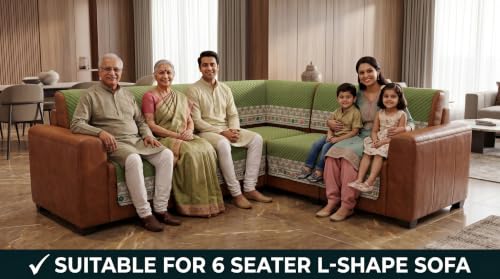 Image of KINGLY L-Shape Sofa Cover 6 Seater 3+3 Velvet Full Cover - Olive Green | Fully covered quilted velvet slipcover, washable anti-slip furniture protector, L-type corner sofa cover for living room