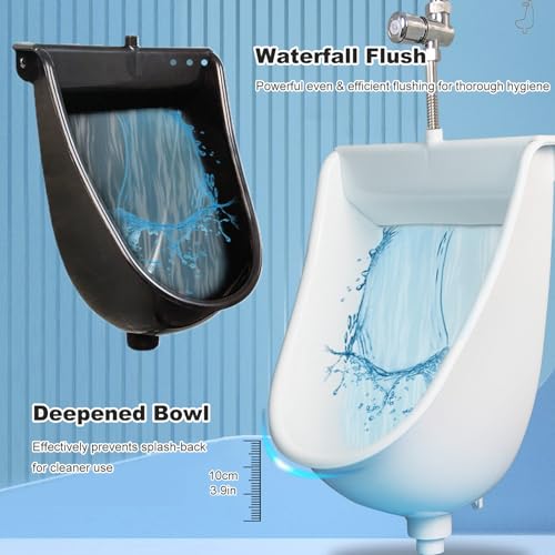 Orinal de plástico para montaje en pared, para hombres, con descarga tipo cascada, antichapoteo, instalación dual, 18,5 × 12,6 × 9,4 pulgadas (blanco) miniatura 7