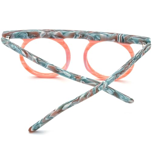 Image of HEPIDEM Multicolor Acetate Glasses Frame Women,Round Vintage Retro Optical Eyeglasses 9339