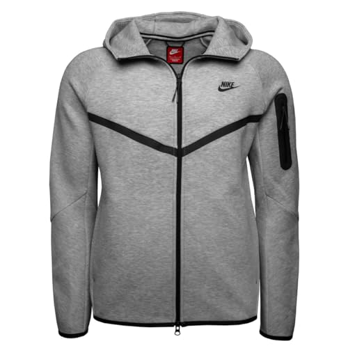 Nike Tech Men's Full-Zip Windrunner Hoodie (HV0949-063, Dark Grey Heather/Black) Size Large